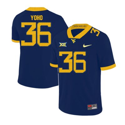 Men's West Virginia Mountaineers NCAA #36 Nick Yoho Navy Authentic Nike Stitched College Football Jersey HI15H62OK